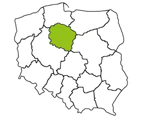 Mapa polski z zaznaczonym województwem kujawsko-pomorskim